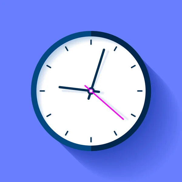 青の背景にタイマー ラウンド フラット スタイルで時計のアイコン シンプルな時計 あなたの事業のためのベクター デザイン要素 — ストックベクタ