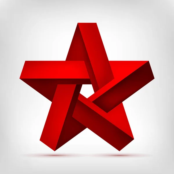 Ilusão Pentagonal Estrela Vermelha Forma Irreal Cinco Pontas Objeto Geometria — Vetor de Stock