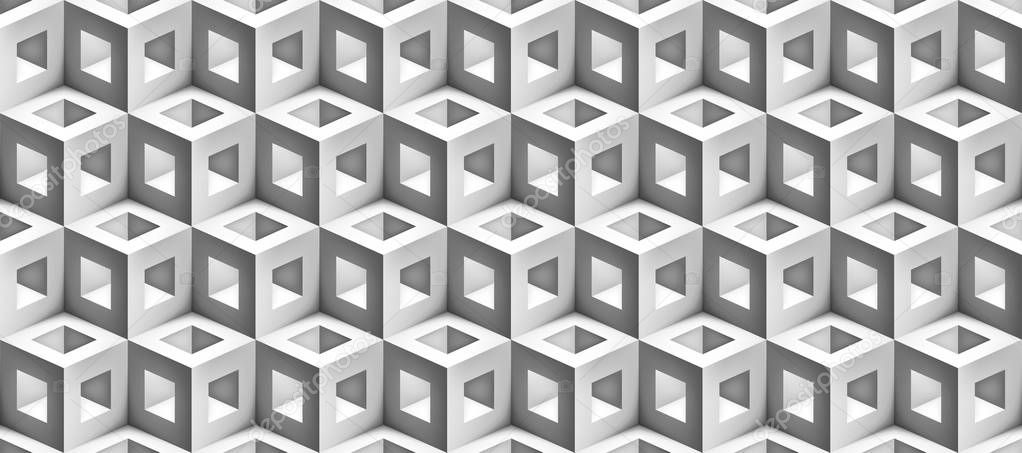 Realistic 3d vector cubes texture, geometric seamless pattern, design background for you projects 