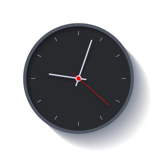 Icône Horloge Dans Style Plat Minuterie Ronde Noire Sur Fond — Image vectorielle