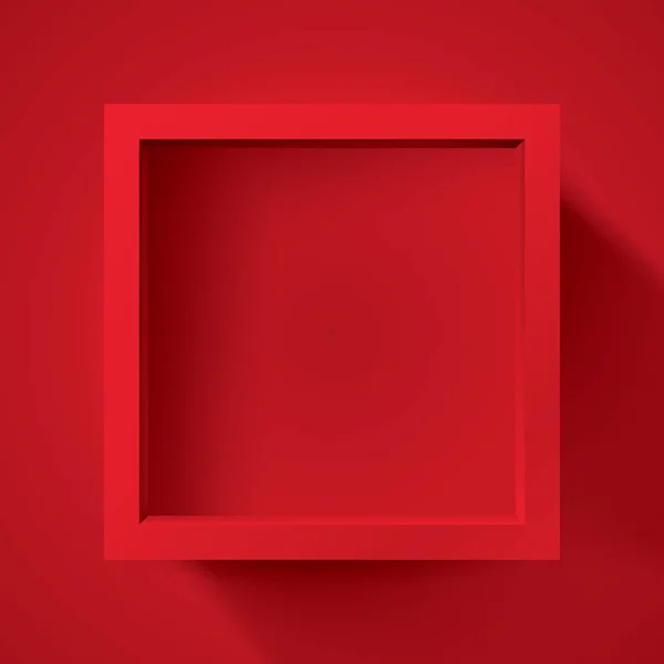 Realistic Empty Frame Red Background Border Your Creative Project Mockup — Stock Vector