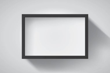 Işık arka planda gerçekçi boş siyah çerçeve, yaratıcı projeniz için kenarlık, projeniz için maket. Vektör tasarımı