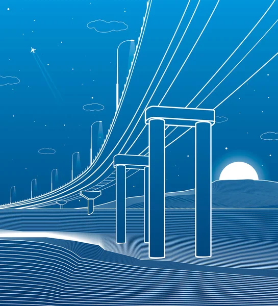 Décrivez Pont Routier Passerelle Voiture Illustration Infrastructure Design Vectoriel Art — Image vectorielle