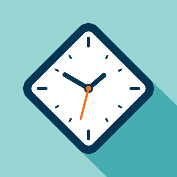 时钟图标为扁平样式 菱形定时器为蓝色背景 商业观察 为您的项目提供向量设计元素 — 图库矢量图片
