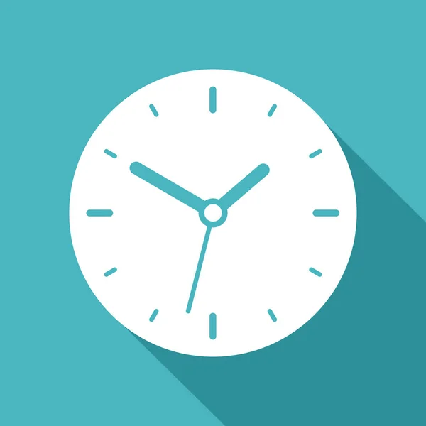 时钟图标为扁平样式 圆形白色定时器为彩色背景 商业观察 为您的项目提供向量设计元素 — 图库矢量图片