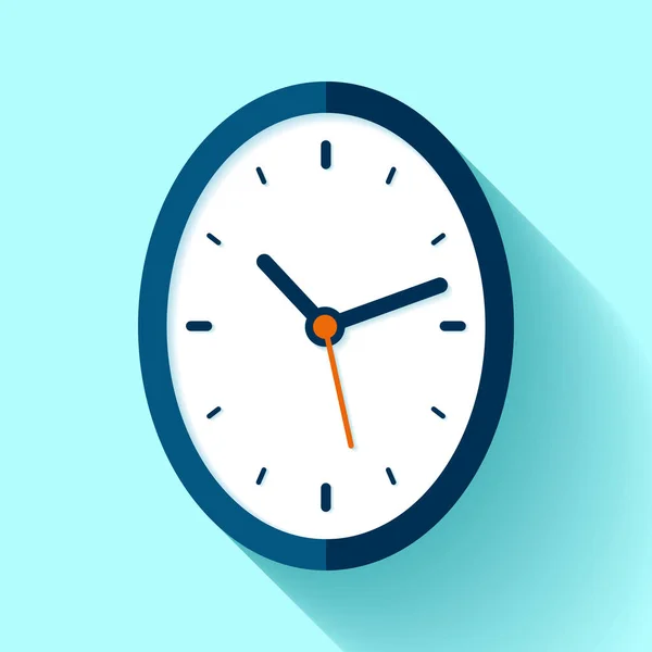 Uhr Symbol Flachen Stil Ovale Zeitschaltuhr Auf Blauem Hintergrund Wirtschaftsbeobachter — Stockvektor