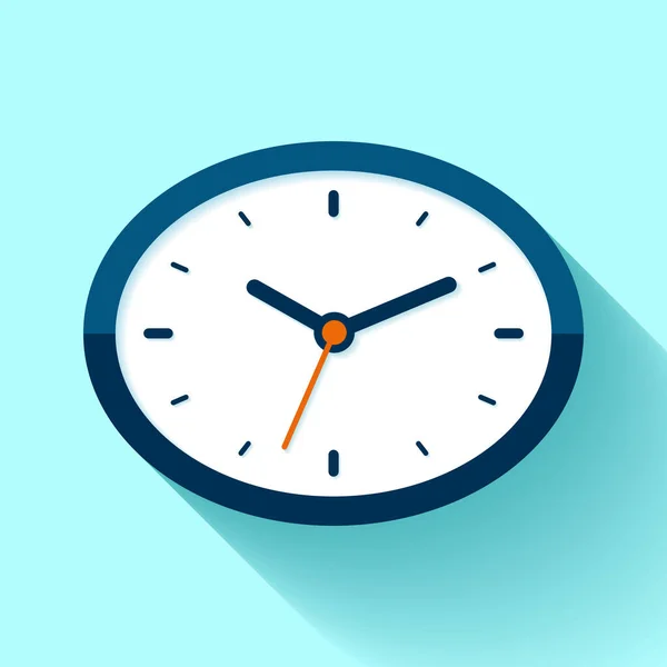 Icono Del Reloj Estilo Plano Temporizador Oval Sobre Fondo Azul — Vector de stock