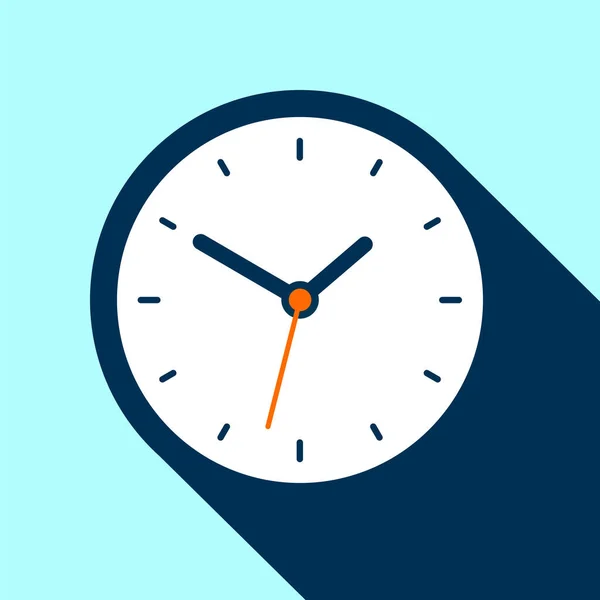 Icône Horloge Dans Style Plat Minuterie Sur Fond Bleu Montre — Image vectorielle