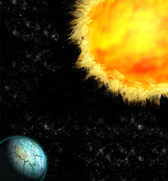 Planeta Agrietado Iluminado Por Sol Ilustración — Foto de Stock