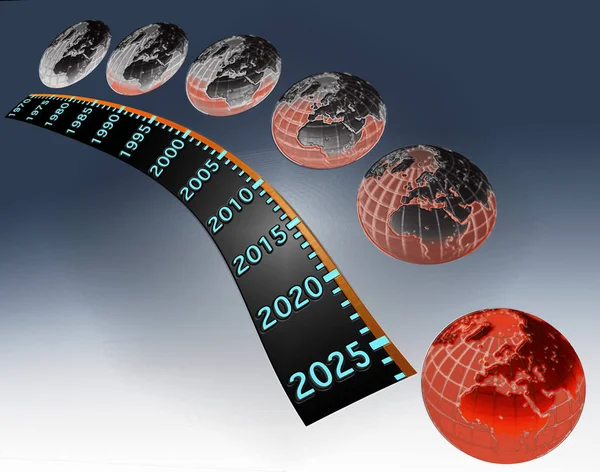 Aggravation Progressive Réchauffement Climatique 1970 2025 — Photo