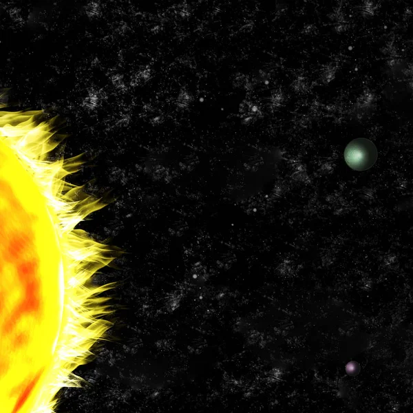 Pequenos Planetas Iluminados Pelo Sol Incandescente Ilustração — Fotografia de Stock
