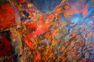 Soyut resim farklı parlak renklerde yapılmış yüzeyle