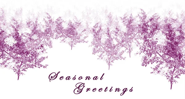 Pink Magenta Simple Seasonal Greetings Trees Text — Stock Photo, Image