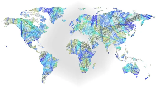 Teknik Bağlantıları Yapılan Dünya Haritası — Stok fotoğraf