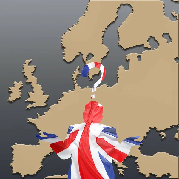 Confused British silhouette over European map