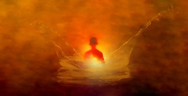 Su sıçramabir meditasyon siluet turuncu görüntü