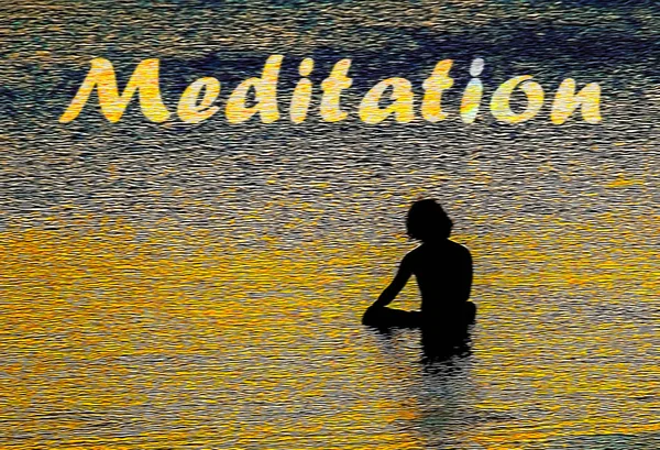 Denizde meditasyon bir adamın ticari arka plan 