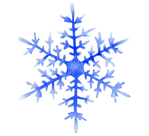 Sneeuwvlok Hand Getrokken Aquarel Geïsoleerd Een Witte Achtergrond — Stockfoto
