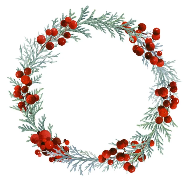 Immagine Una Corona Natale Dipinta Mano Acquerello — Foto Stock