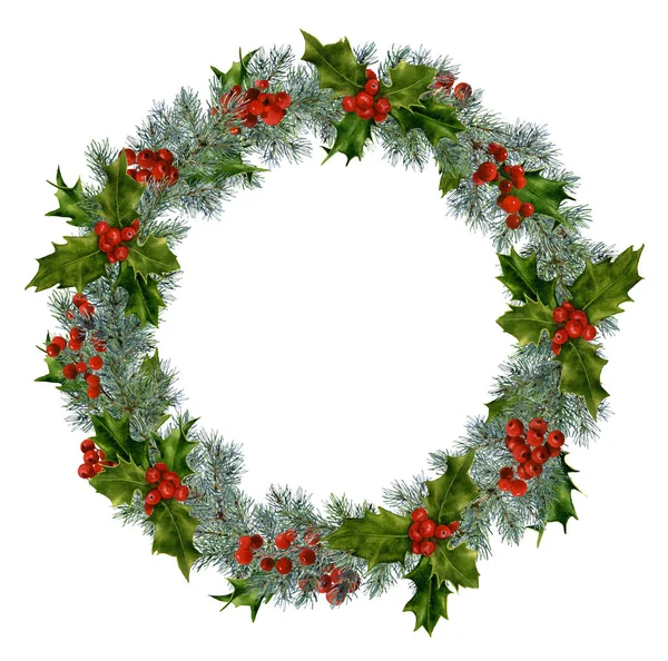 İçinde suluboya resim Noel çelenk el boyalı
