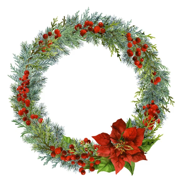 İçinde suluboya resim Noel çelenk el boyalı