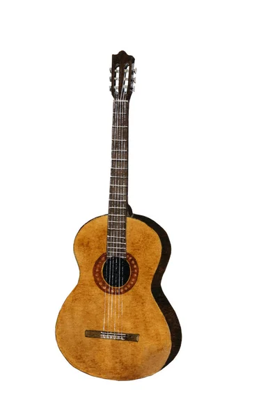 Bir akustik gitar el boyalı suluboya resim
