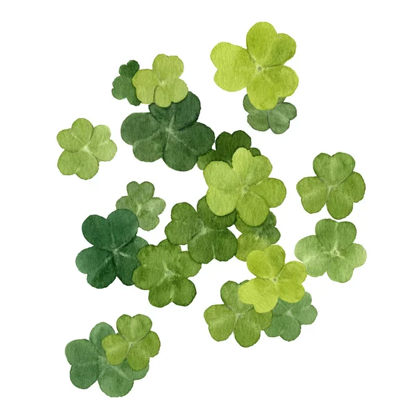 Bild Ljusa Harsyra Shamrock Hand Målade Akvarell Vit Bakgrund — Stockfoto