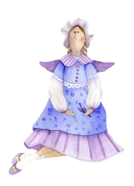 Boneca Tilda Bonito Uma Mão Estilo Provence Desenhado Aquarela Isolada Fotografias De Stock Royalty-Free