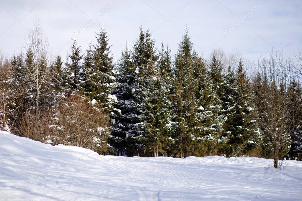 Russia, Tatarstan, Kazan. Winter landscape in the suburbs of Kazan.