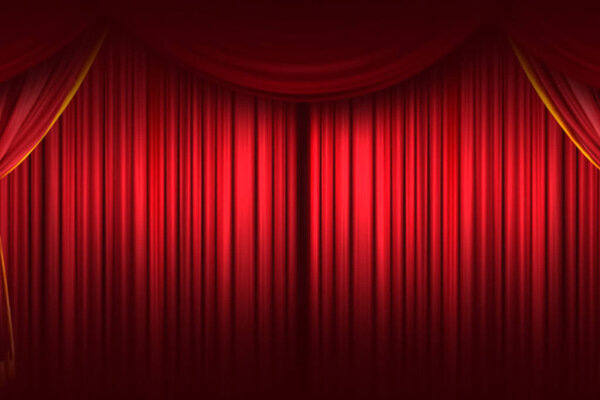 Red curtain. Closing Curtain. Stage Curtain. High quality computer animation