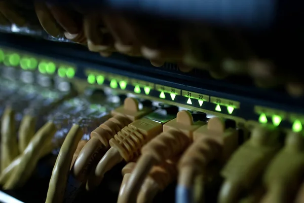 Conexiones Cables Internet Con Servidores Centros Fecha Del Servidor — Foto de Stock