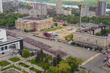 Moskova, Rusya - 9 Mayıs 2017: 9 Mayıs zafer günü geçit insan. Ölümsüz alayın