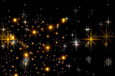 Siyah arka plandaki animasyon yıldızları. Yıldızlı gökyüzü