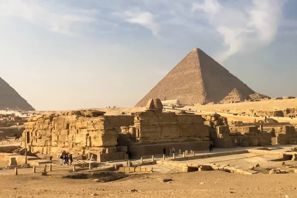 Giza Piramitleri Mısır Büyük Piramitleri Dünyanın Yedinci Harikası Antik Megalitler — Stok fotoğraf