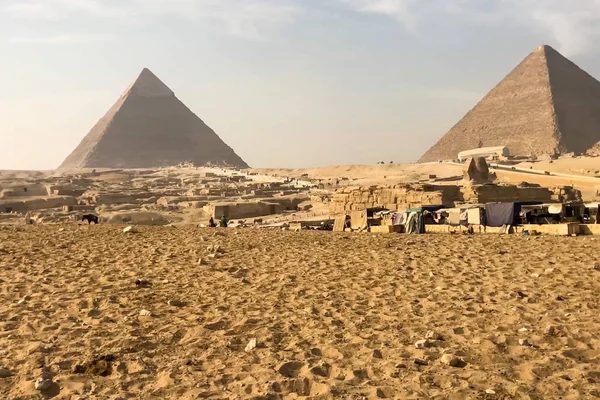 Піраміди Жизи Великі Піраміди Єгипту Сьоме Чудо Світу Стародавні Мегаліти — стокове фото