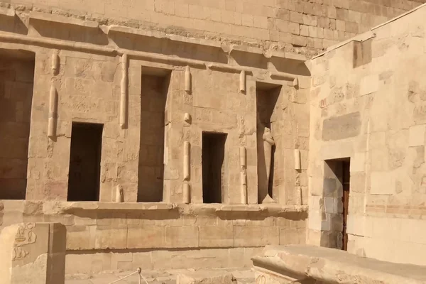 Buildings and columns of ancient Egyptian megaliths. Ancient ruins of Egyptian buildings