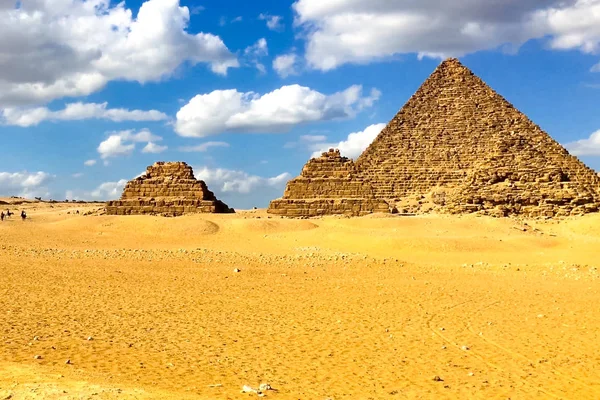 Pirâmides Giza Grandes Pirâmides Egito Sétima Maravilha Mundo Megaliths Antigos — Fotografia de Stock