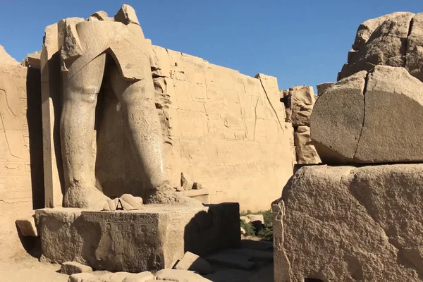 Buildings and columns of ancient Egyptian megaliths. Ancient ruins of Egyptian buildings