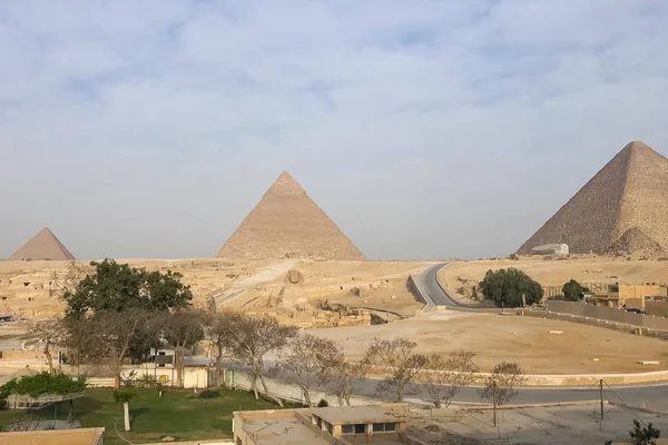 Piramidi Giza Grandi Piramidi Egitto Settima Meraviglia Del Mondo Megaliti — Foto Stock