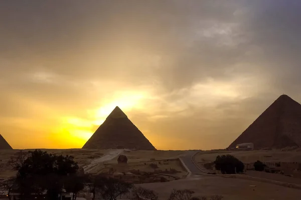 Пирамиды Гизы Великие Пирамиды Египта Седьмое Чудо Света Древние Мегалиты — стоковое фото