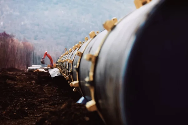 Трубы Газопровода Строительство Прокладка Трубопроводов Транспортировки Газа Нефти — стоковое фото