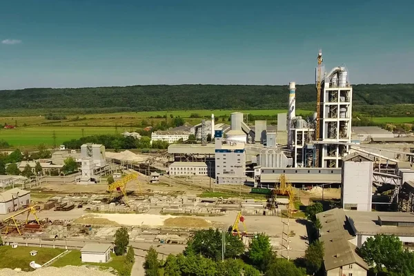 Panorama of the cement plant. Large cement plant. The production of cement on an industrial scale in the factory.