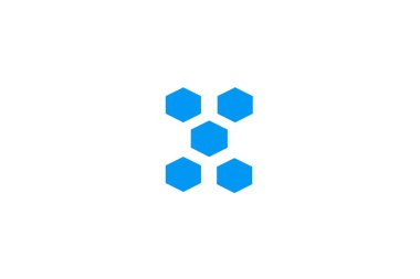 Mavi Decahedron. beyaz zemin üzerinde mavi geometrik figür.