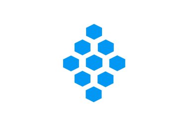 Mavi Decahedron. beyaz zemin üzerinde mavi geometrik figür.