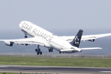 Moskova, Rusya - 24 Temmuz 2017: Kalkış pist üzerinden Domodedovo Havalimanı'nda uçağın.