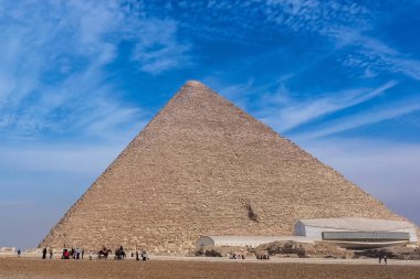 Giza müze kompleksi, Mısır - 27 Ağustos 2017: giza piramitleri. Büyük Piramitler Mısır. Dünyanın yedinci harikası. Antik megaliths