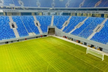 Moskova, Rusya - 22 Mayıs 2018: Stadyumu yeni binada. Yeni stadyum. Çim ve standları