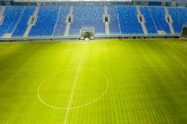 Moskova, Rusya - 22 Mayıs 2018: Stadyumu yeni binada. Yeni stadyum. Çim ve standları