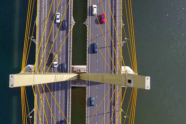 Beau Pont Sur Rivière Pont Sur Les Câbles Est Route — Photo