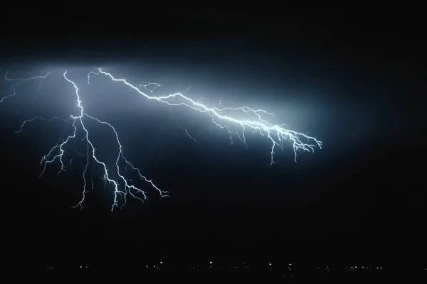 Lightning in the sky. Electric discharges in the sky.